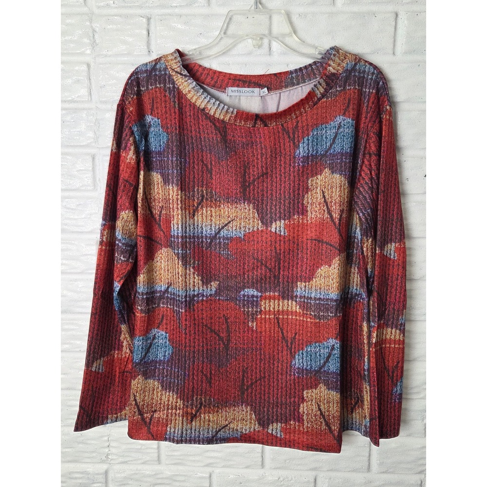 MISSLOOK long sleeved shirt Women's size XL Multi colors Wearable Art